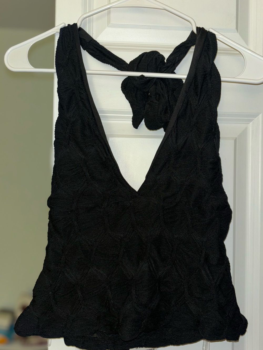 See You Monday Black Textured Top with Tag